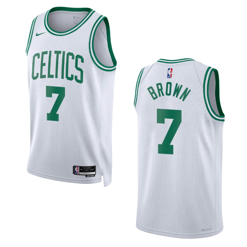 Men's Boston Celtics Jaylen Brown #7 Association Edition White Swingman 2022-23 Jersey 2401OPIO